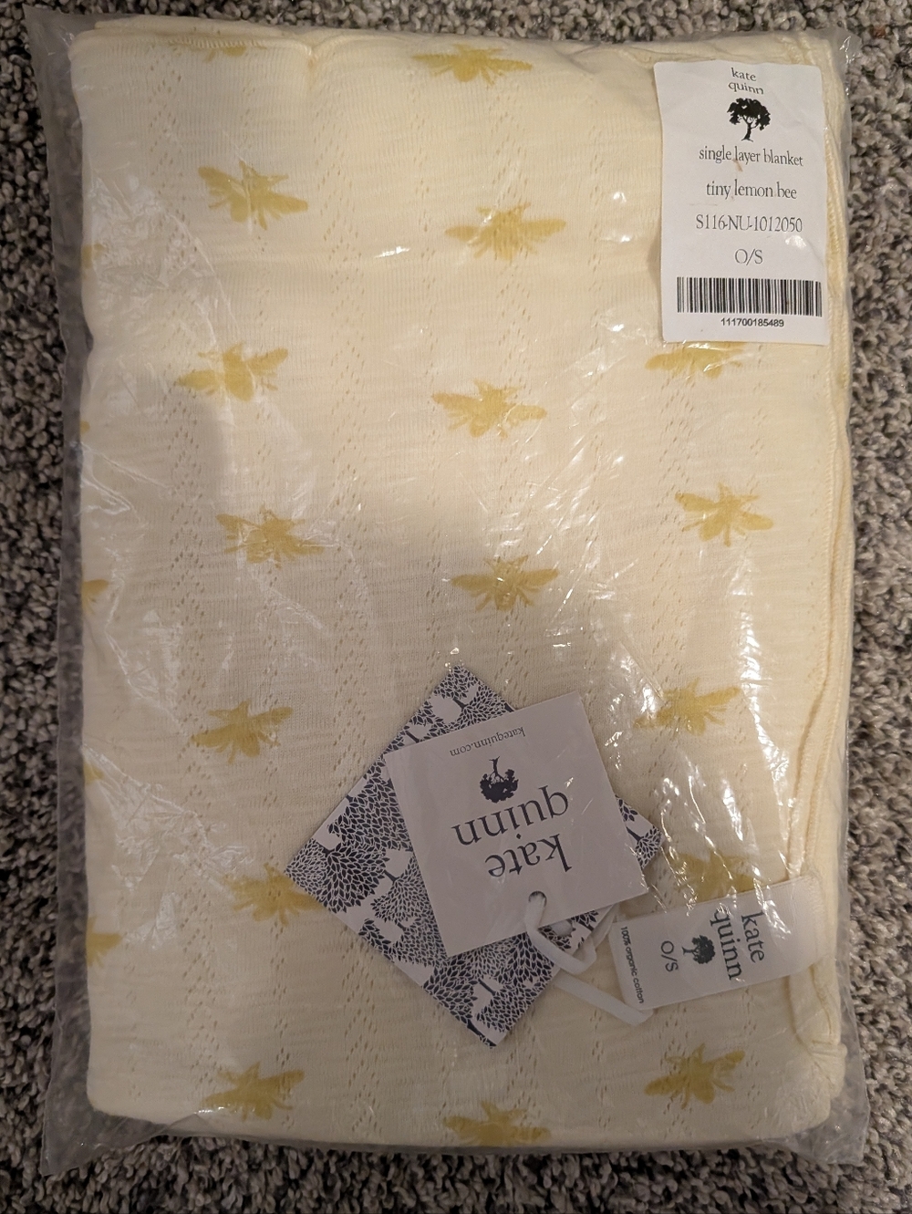 NWT kate Quinn Tiny Lemon Bee Single Layer Blanket